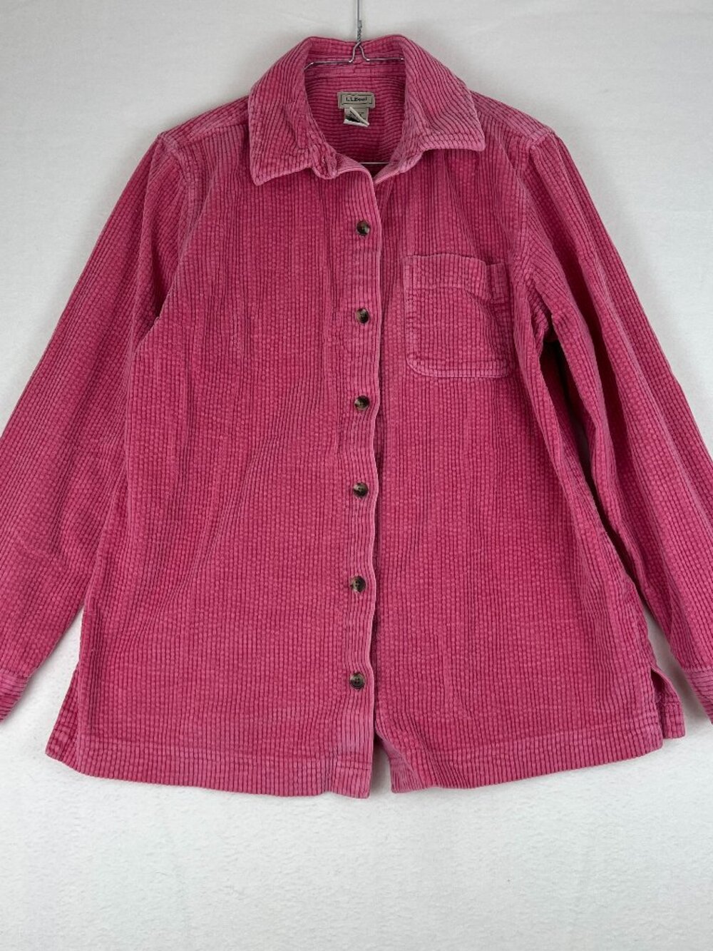 LL Bean Corduroy Shirt Jacket Size M Pink Mauve Vintage Y2K